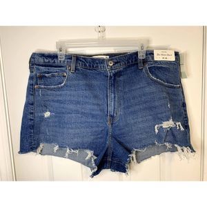 Abercrombie & Fitch Distressed High Rise Mom Short Size 34/18 NWT